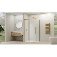 Van Rijn Zijwand Products ST09 tbv Hoekcabine 120x200 cm 8 mm Helder Glas Incl. Beslag Geborsteld Messing