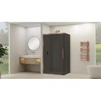 Van Rijn Schuifdeur Products ST09 Voor Hoekcabine 140x200 cm 8 mm Rookglas Softclose Incl. Beslag en Greep Geborsteld Koper