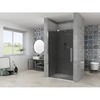 Van Rijn Nisdeur Products ST08 Draaideur 2-Delig 100x200 cm 8 mm Rookglas Incl. Muurprofiel, Greep en Stabilisatiestang Chroom