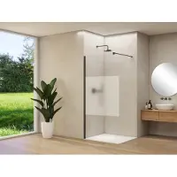 Van Rijn Inloopdouche Products ST01 30x200 cm 8 mm Helder Glas Met Satijnbaan Incl. Beslag met Muurprofiel Mat Zwart