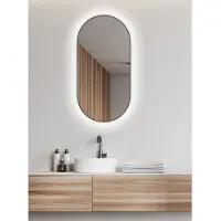 Wiesbaden Spiegel Nomi Ovaal Met LED en Spiegelverwarming 50x100 cm Gunmetal