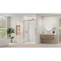 Van Rijn Schuifdeur Products ST09 Aan Vast Deel 120x200 cm 8 mm Helder Glas Softclose Incl. Beslag en Greep Geborsteld Koper