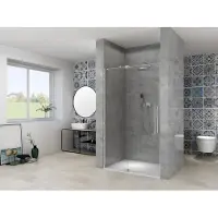 Van Rijn Nisdeur Products ST08 Draaideur 2-Delig 100x200 cm 8 mm Helder Glas Incl. Muurprofiel, Greep en Stabilisatiestang RVS