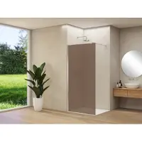 Van Rijn Inloopdouche Products ST01 100x200 cm 8 mm Brons Rookglas Incl. Beslag met Muurprofiel en Stabilisatiestang Chroom