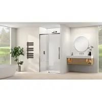 Van Rijn Schuifdeur products st09 aan vast deel 160x200 cm 8 mm helder glas softclose incl. Beslag en greep geborsteld gunmetal