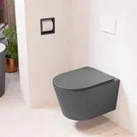 Mondiaz LAVIE hangend toilet single fire rimless diepspoel Dark Grey, Toiletzitting met quick-release & softclose Dark Grey
