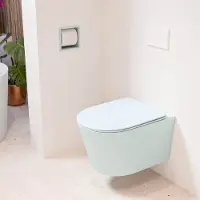 Mondiaz LAVIE hangend toilet single fire rimless diepspoel Greey, Toiletzitting met quick-release & softclose Clay