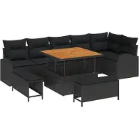 vidaXL Tuinbank Set 9 st 8-Aantal zitplaatsen Zwart