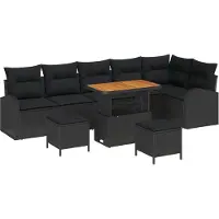 vidaXL Tuinbank Set 9 st 8-Aantal zitplaatsen Zwart