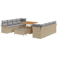 vidaXL Tuinbank Set Beige en Lichtgrijs