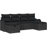vidaXL Bankstel 6 st 6-Aantal zitplaatsen Zwart poly rattan