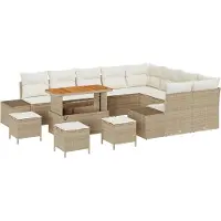 vidaXL Tuinset met 13 stukken, beige, van polyrotan
