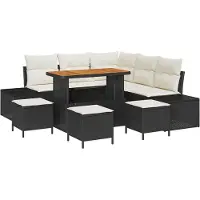 vidaXL Tuinbank Set 9 st Zwart Poly rattan