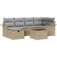 vidaXL Tuinbank Set 7 st Poly rattan