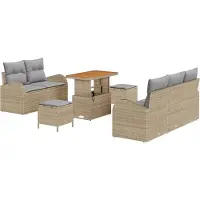 vidaXL Tuinbank Set 8 st 7-Aantal zitplaatsen Beige en Lichtgrijs