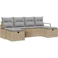 vidaXL Bankstel 6 st 6-Aantal zitplaatsen Beige en Lichtgrijs