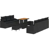 vidaXL Tuinbank Set 10 st Zwart poly rattan
