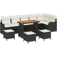 vidaXL Tuinbank Set 10 st 9-Aantal zitplaatsen Zwart en Crème