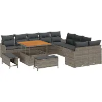 vidaXL Tuinbank Set 13 st 12-Aantal zitplaatsen Grijs