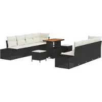 vidaXL Tuinbank Set Zwart Poly rattan