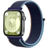 Strap-it Nylon bandje met klittenbandsluiting - geschikt voor Huawei Watch Fit 3 / Watch Fit 4 / Watch Fit 4 Pro / Watch Fit 5 / Watch Fit 5 Pro (donkerblauw mix)