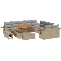 vidaXL Tuinbank Set 13 st Beige poly rattan