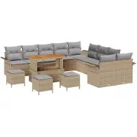vidaXL Tuinbank Set 13 st Beige poly rattan
