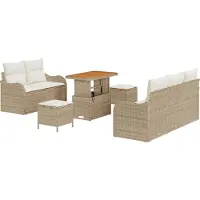 vidaXL Tuinbank Set 8 st Beige poly rattan