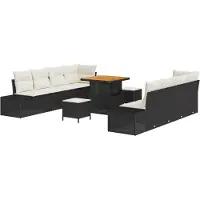 vidaXL Tuinbank Set Zwart Poly rattan