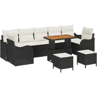vidaXL Tuinbank Set 10 st 9-Aantal zitplaatsen Zwart en Crème