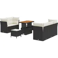 vidaXL Tuinbank Set 8 st 5-Aantal zitplaatsen Zwart en Crème
