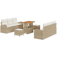 vidaXL Tuinbank Set 9 st Beige poly rattan