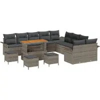 vidaXL Tuinbank Set 14 st Grijs poly rattan