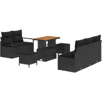 vidaXL Tuinbank Set 8 st 7-Aantal zitplaatsen Zwart