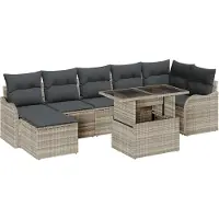 vidaXL Tuinbank Set 8 st Lichtgrijs Poly rattan