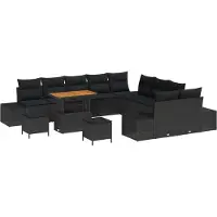 vidaXL Tuinbank Set 13 st Zwart poly rattan