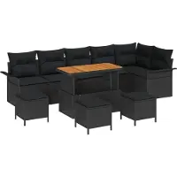 vidaXL Tuinbank Set 10 st 9-Aantal zitplaatsen Zwart