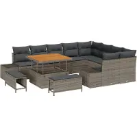 vidaXL Tuinbank Set 12 st Grijs poly rattan