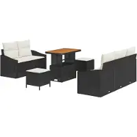 vidaXL Tuinbank Set 8 st Zwart poly rattan