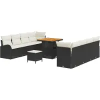 vidaXL Tuinbank Set 11 st 10-Aantal zitplaatsen Zwart en Crème