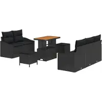 vidaXL Tuinbank Set 8 st Zwart poly rattan