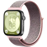 Strap-it Nylon bandje met klittenbandsluiting - geschikt voor Huawei Watch Fit 3 / Watch Fit 4 / Watch Fit 4 Pro / Watch Fit 5 / Watch Fit 5 Pro (pink sand)