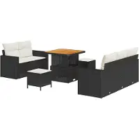 vidaXL Tuinset met tuinbank, 8 stuks, zwart, polyrotan