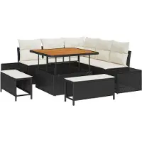 vidaXL Tuinbank Set 8 st Zwart Poly rattan