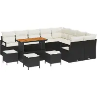 vidaXL Tuinbank Set 13 st Zwart poly rattan