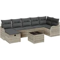vidaXL Bankstel 8 st 7-Aantal zitplaatsen Lichtgrijs poly rattan