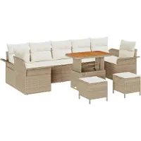 vidaXL Tuinbank Set 10 st 9-Aantal zitplaatsen Beige en Crème