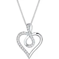 Elli - Halsketting - dames infinity hart symbool met cubic zirconia in 925 sterling zilver rose gold plated - Dames