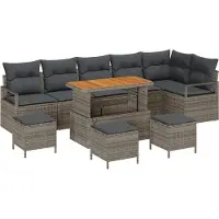 vidaXL Tuinbank Set 10 st Grijs Poly rattan