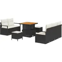 vidaXL Tuinbank Set 8 st Zwart poly rattan